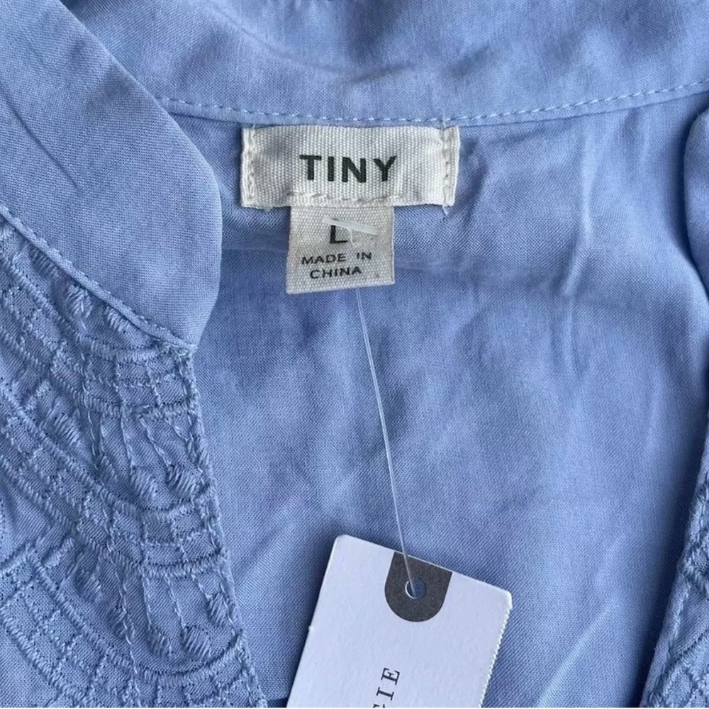 NWT Tiny Anthropologie Large Sky Blue Sleeveless Embroidered Button Front Top - Picture 5 of 12